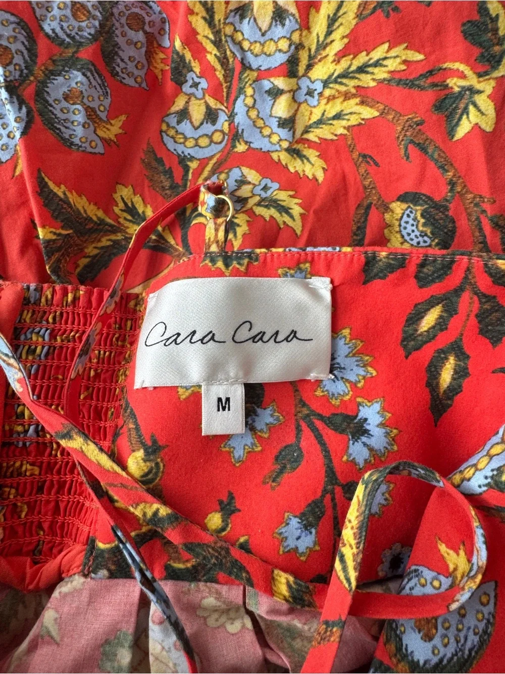 Cara Cara orange and blue Floral Spaghetti-Strap Sundress for women - Picture 3 of 5